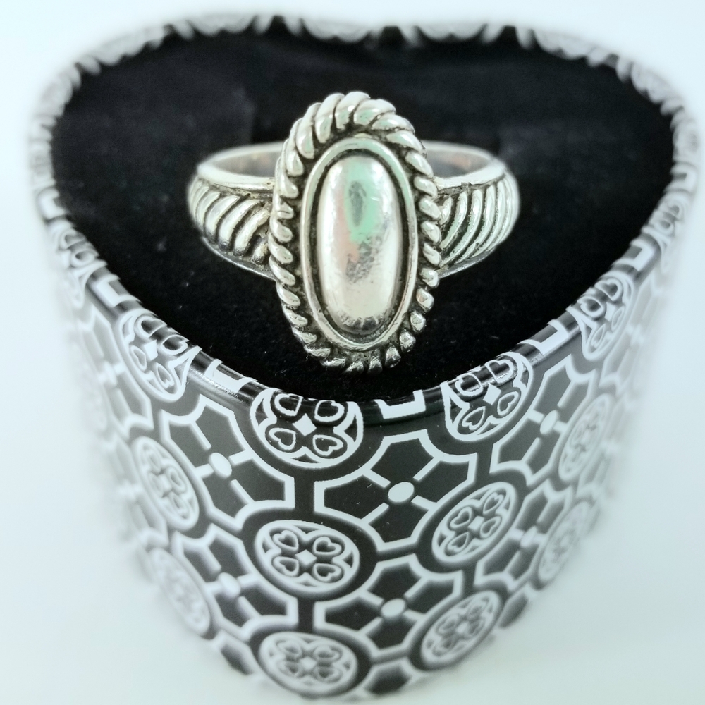 Sz 6 Brighton Sterling Silver Cable Long Cabochon Ring Retired - Picture 2 of 12